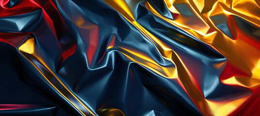 Fototapeta premium Abstract background of metal texture in dark blue, golden yellow colors. 3D render