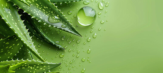 Soothing Aloe vera care green. Water gel - obrazy, fototapety, plakaty