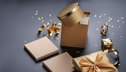 gift box with golden ribbon
