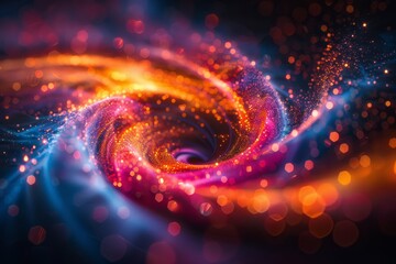 Celestial Swirl. A Hypnotic Vortex of Glittering Stardust in Vibrant Hues.