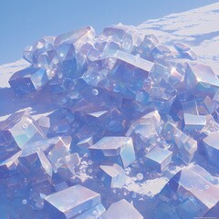 Majestic Blue Iceberg: A Close-up Shot of Transparent Glacier Ice
