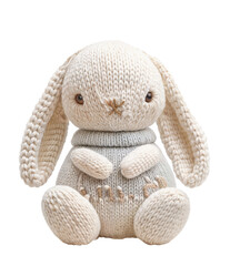 Adorable White Plush Bunny Toy with Knitted Texture, children's room decor, unique gift idea, nursery decoration, soft toy, woodland stuffed animal