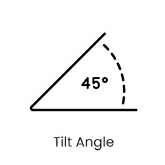 Inclination angle line vector icon with editable stroke - obrazy, fototapety, plakaty