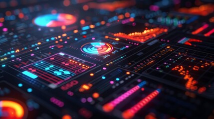 Obraz premium A control panel with a lot of buttons, lights, and other indicators.