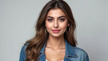 Naklejka premium Close up portrait of a beautiful woman with glowing face. Glamorous sexy girl portrait, Generative AI 