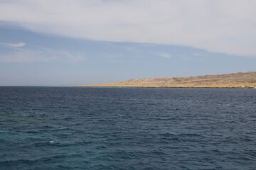 red sea, seascape, skyscape and mountains