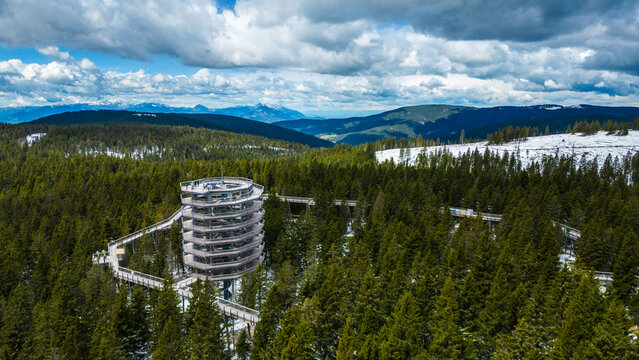 The "Pot med kro&scaron;njami" observation point on the Pohorje ridge offers breathtaking views of the surrounding forests and mountains of Slovenia