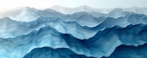 Blue abstract layered wave art illustration