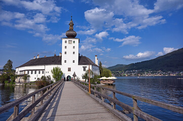 Castle Schloss Ort Orth on lake Traunsee in Gmunden Austria - 793099590