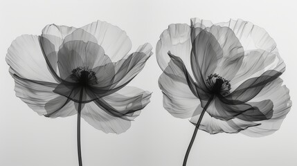 Transparent florals with cyber silverpoint impressionism.
Ethereal X-ray of blooming flowers highlighting the intricate petal structures