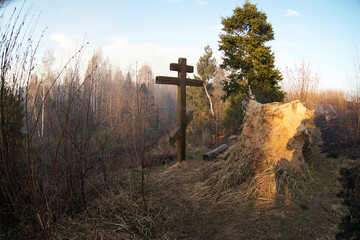 Orthodox cross grave monument