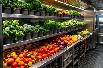 Assorted Vegetables on Store Shelves. Generative AI