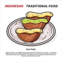 Kue Pukis Indonesian Snack  Cartoon Color. Vector Illustration