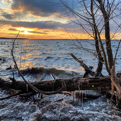 Lake Mendota in Madison Wisconsin at Sunset in Spring