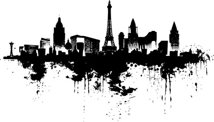 Fototapeta premium Las Vegas Skyline Silhouette, City Skyline Silhouette Illustration