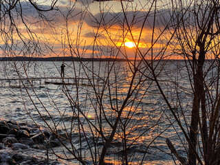 Lake Mendota in Madison Wisconsin at Sunset in Spring