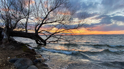 Lake Mendota in Madison Wisconsin at Sunset in Spring