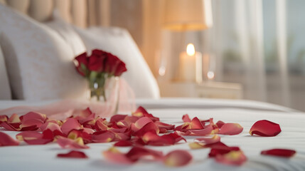 Bed With Scattered Rose Petals