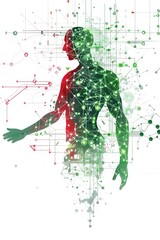 Silhouette of a man. Biohacking. Artificial intelligence