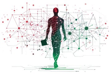 Silhouette of a man. Biohacking. Artificial intelligence