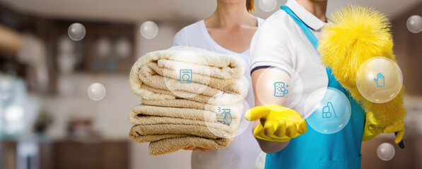 Concept of providing cleaning and laundry services.