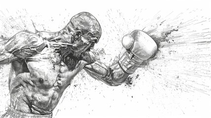 Boxers Powerful Punch A Study in Athletic Precision and Determination - obrazy, fototapety, plakaty