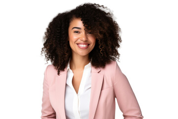 Portrait of beautiful African American Business woman wear bright suit and shirt posing with smart and confidence isolated on transparent png background.