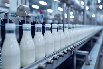 Conveyor line for processing and bottling of milk