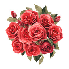isolated illustration of bouquet of red roses