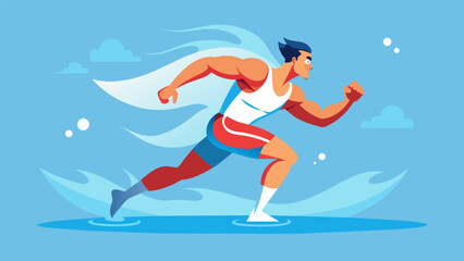 Obraz premium A fighter performs deep water running propelling themselves forward with their arms and legs mimicking the movements of a fight while improving