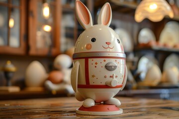 Easter magic awaits as our bunny astronaut launches into the unknown in an egg-cellently crafted rocket! - obrazy, fototapety, plakaty