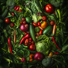 Czerwone i zielone warzywa. Zdrowa zrównoważona dieta
