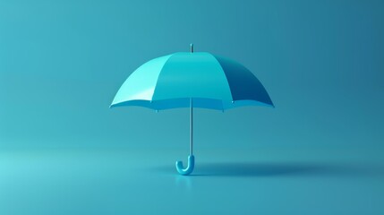 Serene blue umbrella on uniform background