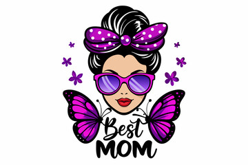 features-a-face-with-best mom t-shirt design 