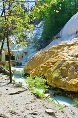 view of the sulphurous water spa Bagni San Filippo characterized by the presence of limestone...