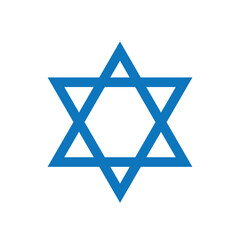 Jewish Israeli religious symbol. David judaism star icon logo. Israel jew faith concept design isolated icon logo