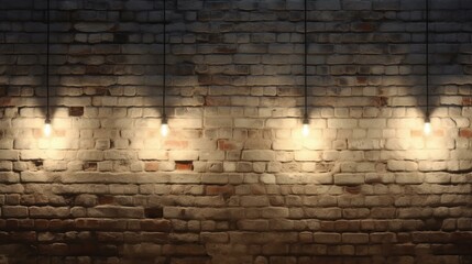 b'Grunge texture of old brick wall with light bulbs'
