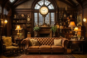 b'luxurious living room with vintage furniture'