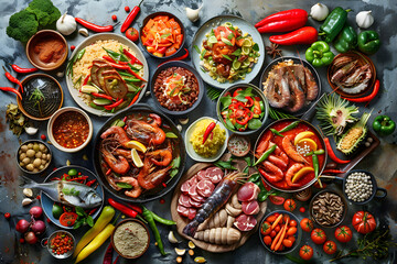 A Colorful Display of Regional Culinary Traditions: From Spicy Dishes to Seafood and Fresh Produce