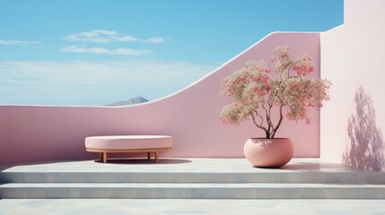 b'pink and blue minimalist surrealism'