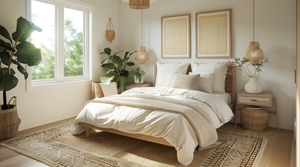 Cozy Neutral Bedroom With Plants