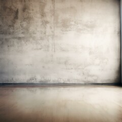 b'Empty room with concrete wall and wooden floor'