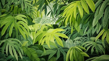 b'Green leaves of tropical plants'