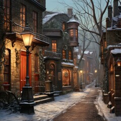 b'A Snowy Victorian Street'