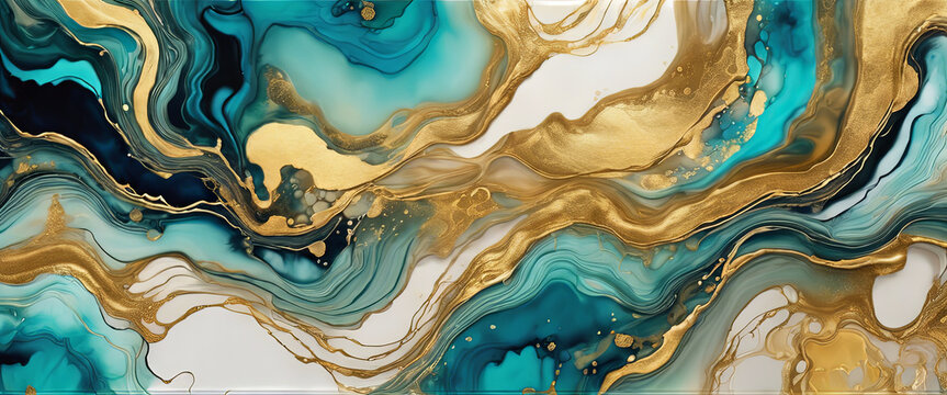 abstract fluid art painting with alcohol ink.