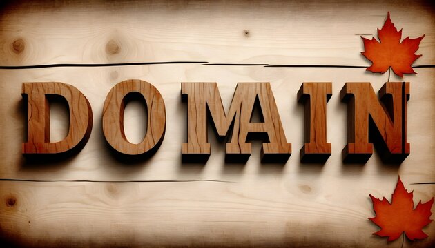 Domain - grungy wooden headline on Maple - 3D rendered royalty free stock image. This image can be used for an online website banner ad or a print postcard.