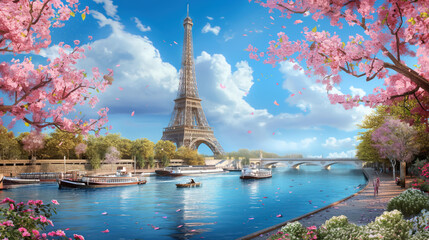 Travel in Paris, France. Summer and spring colors.