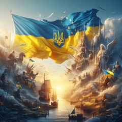 Ukranian flag - obrazy, fototapety, plakaty