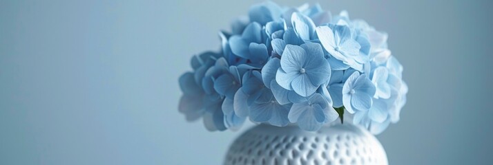 Vibrant Blue Hydrangea in Delicately Carved Porcelain Vase A Serene Floral Masterpiece