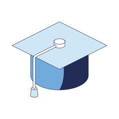 Student hat.Vector 3d line isometric, color web icons, new flat style. Creative design idea for infographics.